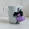 Handmade Ceramic Mug Featuring Piano Girl – Polymer Clay Decoration, Ideal for Tea Time & Cojllectible Display