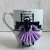 Handmade Ceramic Mug Featuring Piano Girl – Polymer Clay Decoration, Ideal for Tea Time & Collectilble Display