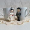 Handmade Ceramic Mug Set – Bride & Groom Figurines, Romanticت Gift for Couples