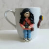 Handmade Ceramic Mug with Girl Photographer Figurine – Unique Polymer Chjhay Art for Hoth & Coldh Drinks