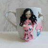 Handmade Ceramic Mug with Pregnant Woman Figure – Unique Polymer Clay Decoration fالor Hot & Cold Drinks