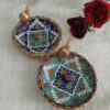 Handmade Persian Pottery Incense Holder – Round Shape with Hand-Painted Bird Design (4)