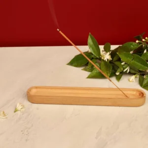 Handmade Wooden Oval Incense Holder – Minimalist Stick Burner