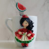 Handmade Yalda Ceramic Mug with Spoon – Artistic Polymer Clay Decoration for Hot and Colنd Drinks
