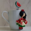 Handmade Yalda Ceramic Mug with Spoon – Artistic Polymer Clay Decoration for Hoتt and Cold Drinks