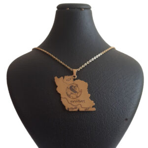 Iran Map Necklace with Griffin and Patriotic Persian Verse