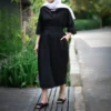 Linen Kaftan Dress with Dual‑Style Sleeves and Removable Wide Fabric Belt - Suitable for Everyday Outing, Relaxed Gathering (6)