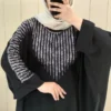 Long Black Crepe Kaftan with Adjustable Fit Free Size up to 60 - Suitable for Everyday Outing, Relaxed Gathering (2)