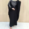 Long Black Crepe Kaftan with Adjustable Fit Free Size up to 60 - Suitable for Everyday Outing, Relaxed Gathering (4)