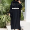 Long Kaftan Manto – Closed Front, Loose Fit, Sophia Jacquard Fabric with Lace Appliqué Detailing (2)
