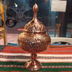 Persian Copper Candy Bowl with Stand – Hand-Engraved