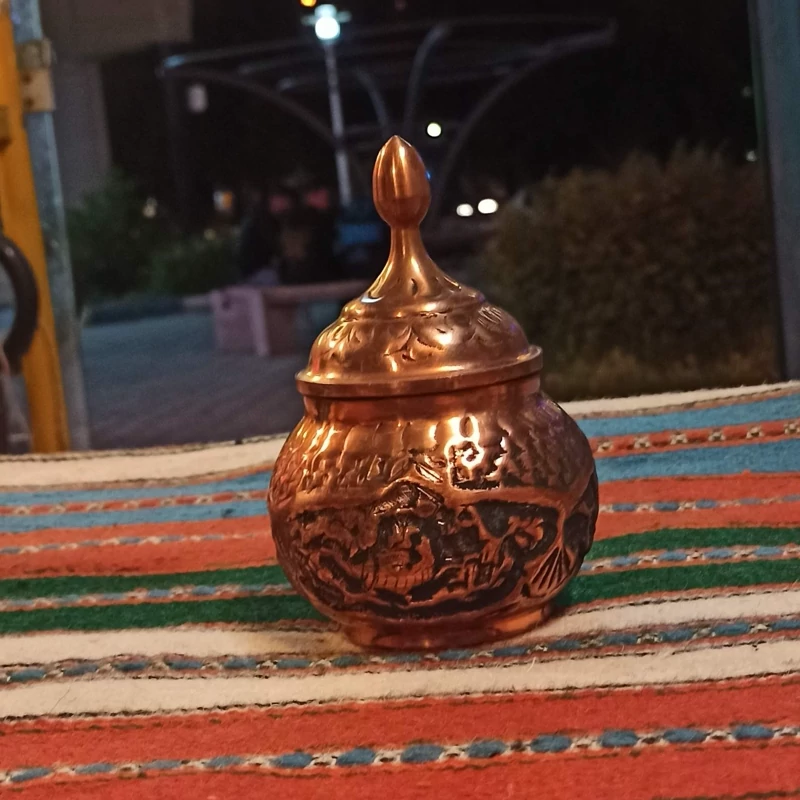 Persian Copper Sugar Bowl – Traditional Engraving