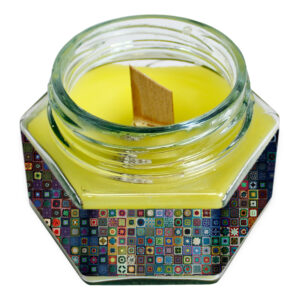 Persian Tile-Inspired Jar Candle with Wooden Wick – Bring Serenity and Sophisticated Style to Your Home