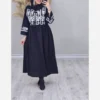 Shanton Kaftan Dress – Lightweight Printed Fabric with Floral Design on Chest and Sleeve Cuffs (1)