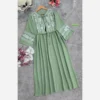 Shanton Kaftan Dress – Lightweight Printed Fabric with Floral Design on Chest and Sleeve Cuffs (4)