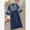 Shanton Kaftan Dress – Lightweight Printed Fabric with Floral Design on Chest and Sleeve Cuffs (6)
