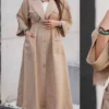 Shanton Kaftan Manto – Front Button Design with Matching Fabric Belt, Free Size (2)