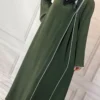 Solid Long Kaftan Abaya with Minimalist Vertical White Line – Lightweight and Comfortable, Free Size up to 50 (4)