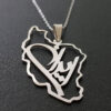 Steel Iran Map Necklace with Persian Typography – Silver & Gold Chain1