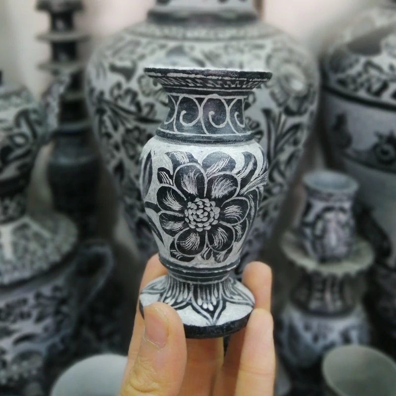Stone Incense Burner – Hand-Carved Floral Vase Shape for Relaxation & Decor