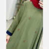 Summer Linen Kaftan Dress – Embroidered Design with Hidden Pocket and Foldable Sleeve Edges, Free Size (7)