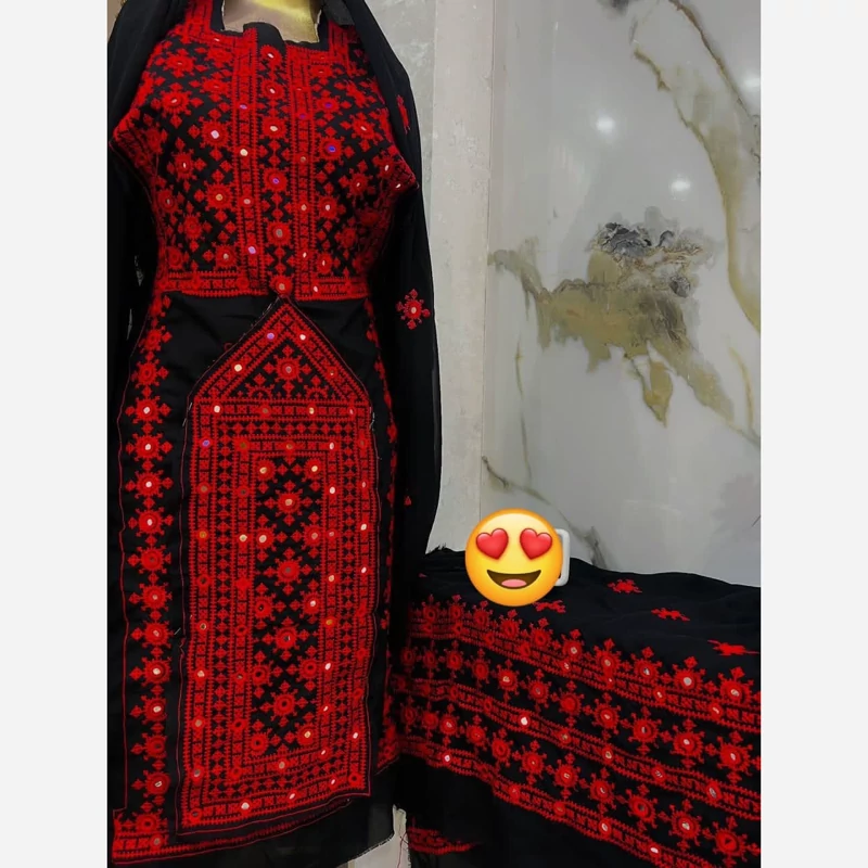 Traditional Baluchi Dress – Machine Stitched with Original Handcrafted Mirror Work, Elegant and Stylish Design