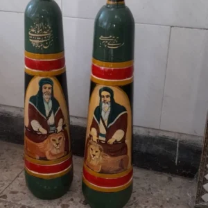Traditional Persian Meel Clubs, Hand-Painted Imam Ali – 5 KG Each, Mulberry Wood