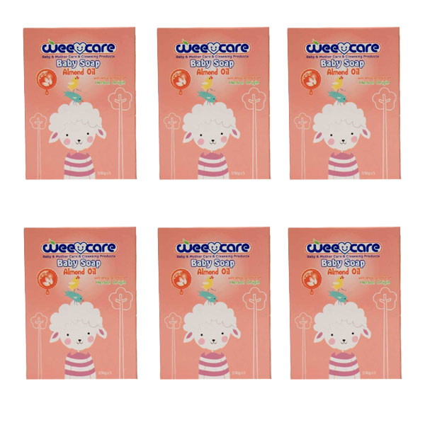 Wee Care Almond Oil Enriched Baby Bath Bar – Comforting Cleanse, 100g (x6)