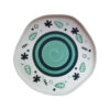White Ceramic Dish in Irregular Circle Shape Model Green Leaves