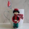 Yalda Night Handmade Ceramic Mug with Spoon – Polymer Clay Designد