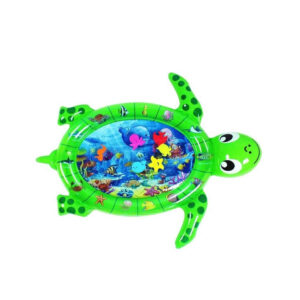 Inflatable Turtle‑Shaped Baby Aquarium Water Play Mat – Green Sea Turtle Cartoon Sensory Tummy Time Pad with Floating Shapes