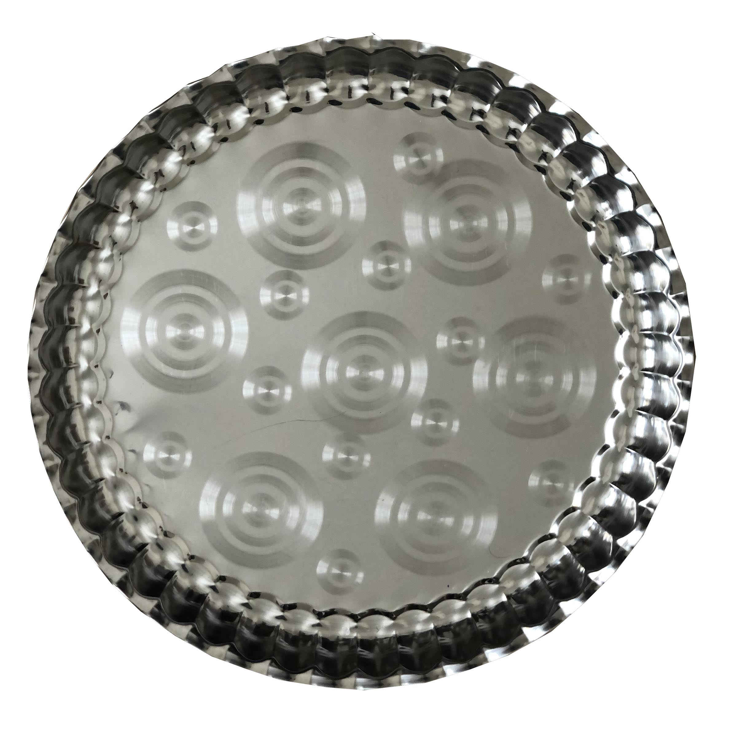 4-Piece Traditional Stainless Steel Round Serving Tray Set – Elegant Silver