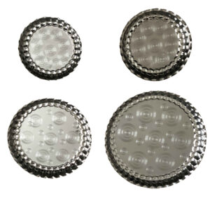 4-Piece Traditional Stainless Steel Round Serving Tray Set – Elegant Silver