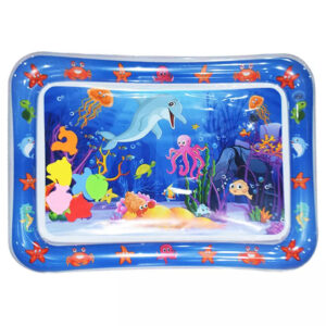 Baby Water Play Mat with Floating Ocean Toys Inside | Octopus & Dolphin Inflatable Sensory Pad for Tummy Time