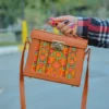 Balochi Embroidery Persian Leather Shoulder Bag – Elegant Velvet Design for Special Occasions