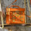 Balochi Embroidery Persian Leather Shoulder Bag – Elegant Velvet Design for Special Occasions3