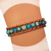 Beaded-African-Turquoise-Round-Stone-Bracelet-with-Striking-Golden-Veining-Brown-Leather-Strap-and-Button-Closure-3