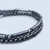 Bold-Mens-Dual-Layer-Hematite-Bracelet-Featuring-Polished-Spheres-and-Faceted-Cylinders-–-Sleek-Adjustable-Design-2