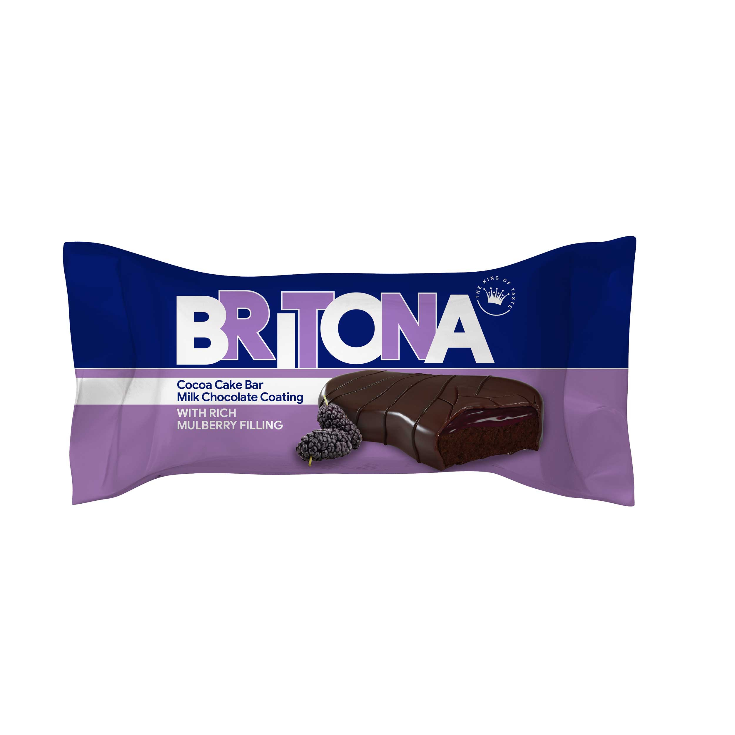 Britona Cocoa Cake with Mulberry Filling & Milk Chocolate Coating – 34 g × 24 Pack Soft Chocolate Snack