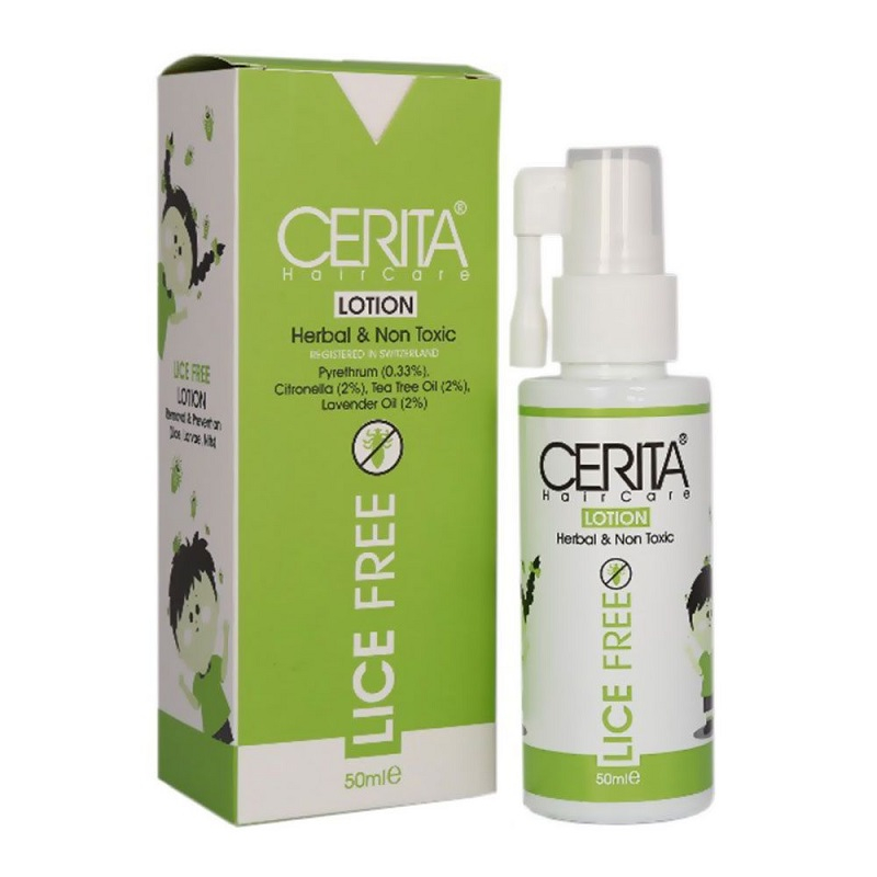 Cerita Lice-Free Anti-Lice Lotion, Fast-Acting Head Lice Treatment for Adults & Kids , 50 ml (x2)