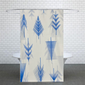 Shrub Pattern Waterproof Shower Curtain for Bathtub & Shower – Includes 12 Hooks, Multiple Colors
