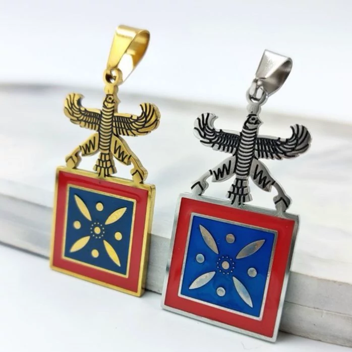 Derafsh-e Kaviani & Shahbaz Stainless Steel Pendant – Iconic Heritage Symbol for Men