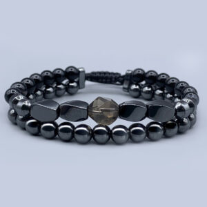 Distinctive Men’s Multi-Stone Bracelet with Jade-Green Agate Centerpiece – Modern Adjustable Fit