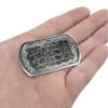 Engraved Small Protection Charm (Hirz Saghir) of Imam Jawad (AS) with Islamic Motif Border on Dog Tag Necklace (2)