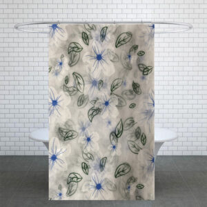 Floral Pattern Waterproof Shower Curtain for Bathtub & Shower – Includes 12 Hooks, Multiple Colors