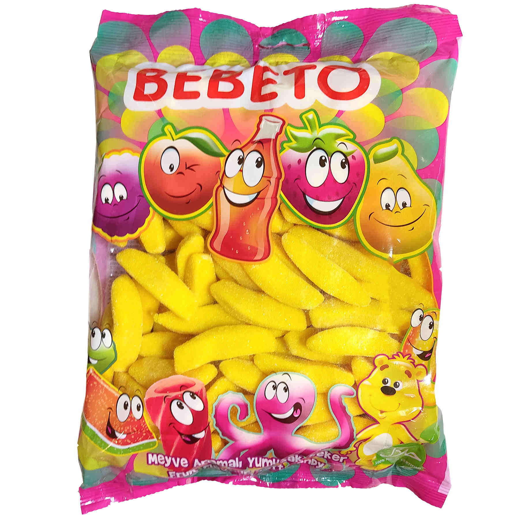 Halal Gummy Candy with Banana Flavor and Sugar Coating – Soft and Chewy Fruit Gummies by Bebeto 1000g