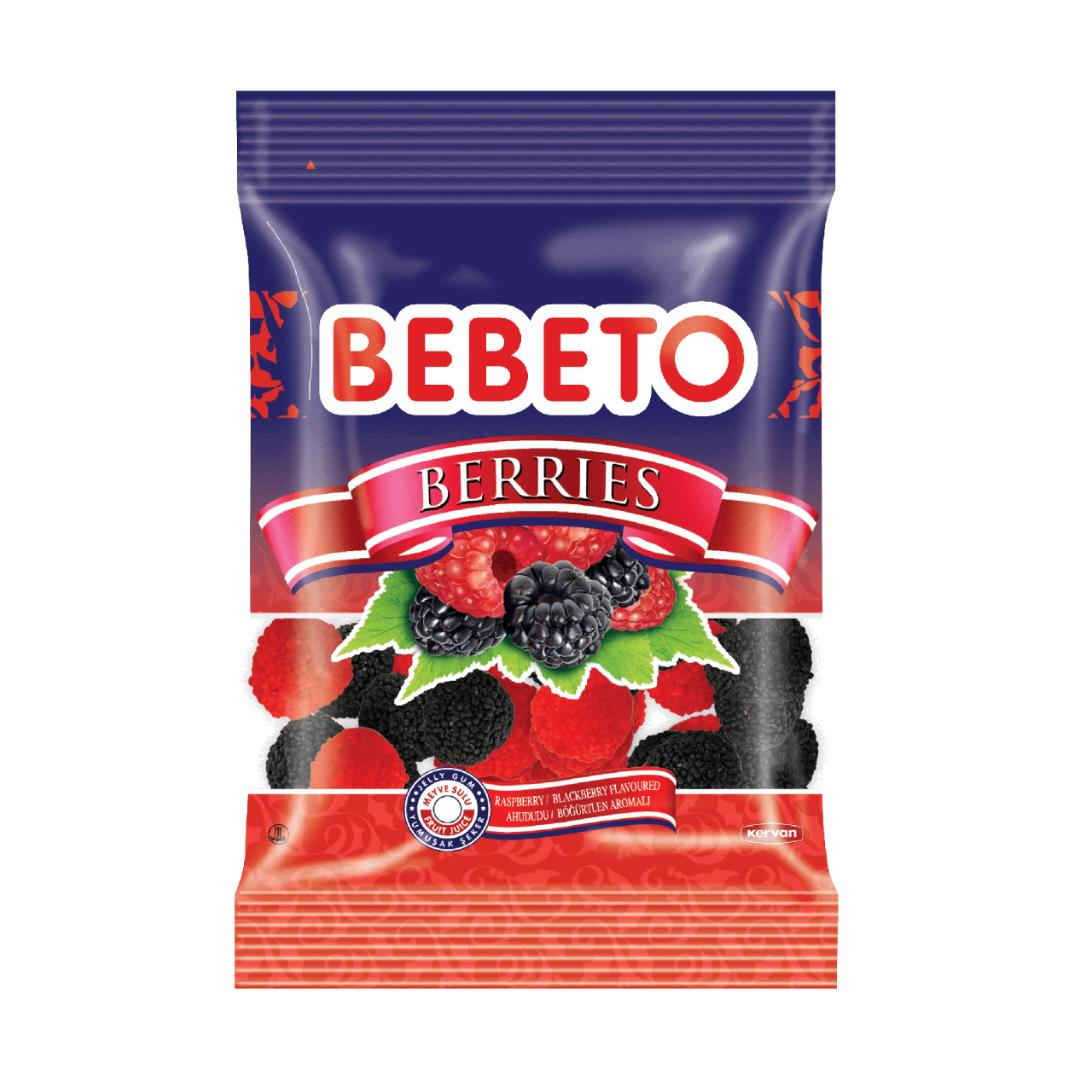 Halal Gummy Candy with Raspberry & Blackberry Flavor by Bebeto (80g × 5 Pack)