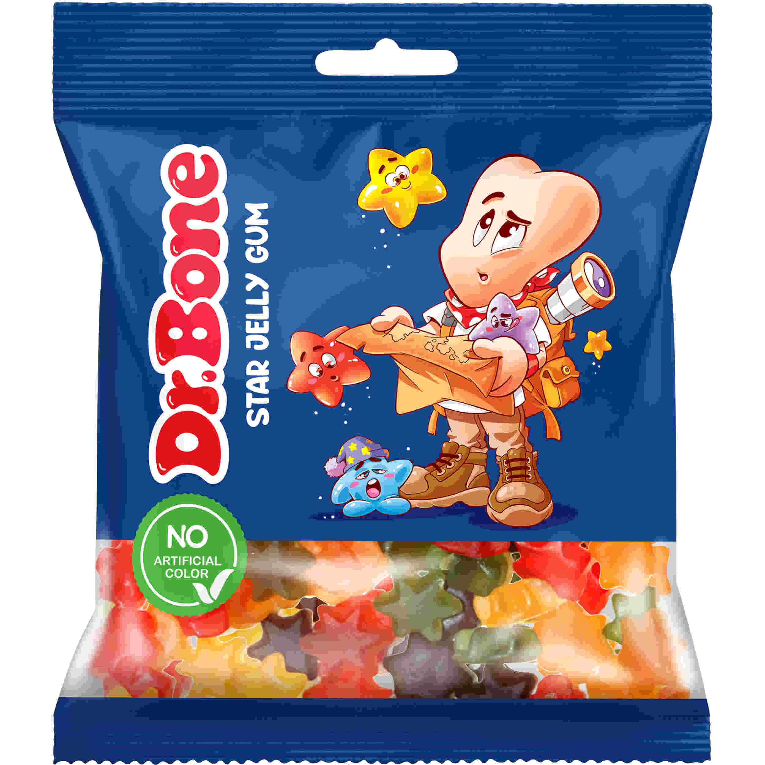 Halal Star Shape Gummy Candy – Dr. Bone Fruit Gummies, 10 Packs (85g Each)