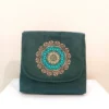 Hand-Painted-Womens-Shoulder-Bag-–-Traditional-Islimi-Pattern-Emerald-Green-Fabric
