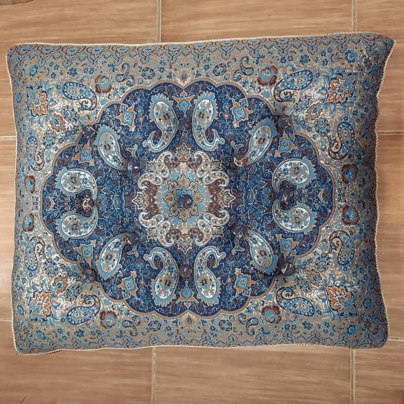 Luxury Persian Termeh Backrest Pillow – Navy Blue Paisley